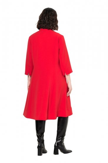 Ulla Popken 823290 Robe trapèze à poches Rouge - Robes midi - Robes midi grande taille