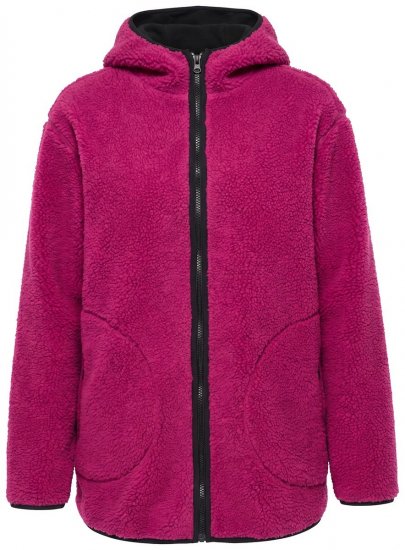 Ulla Popken 823371 Veste teddy à capuche et poches matelassées Fuchsia - Vêtements en laine polaire - 