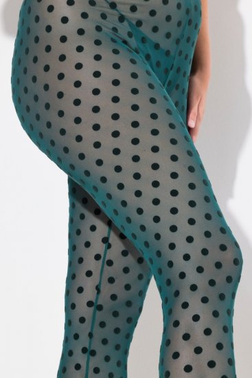 Ulla Popken 823383 Legging collant à pois Vert olive - Collants & chaussettes - 