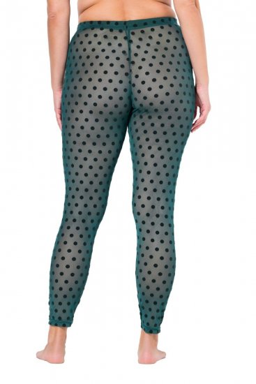 Ulla Popken 823383 Legging collant à pois Vert olive - Collants & chaussettes - 