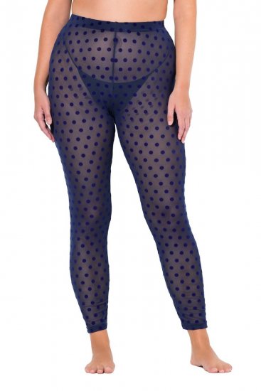 Ulla Popken 823383 Legging collant à pois Bleu marine - Collants & chaussettes - 