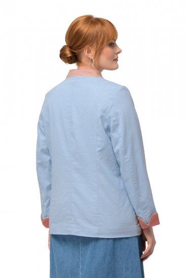 Ulla Popken 823538 Blazer en lin mélangé à col montant Bleu clair - Blazers - Blazers grande taille pour femme