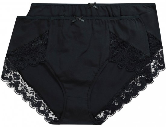 Ulla Popken 824106 Culottes en dentelle lot de 2 Noir - Culottes - 