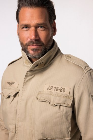 JP1880 Field Jacket with Badges Vintage Look Dark Beige - Vestes - Vestes Homme Grandes Tailles