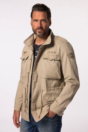 JP1880 Field Jacket with Badges Vintage Look Dark Beige - Vestes - Vestes Homme Grandes Tailles