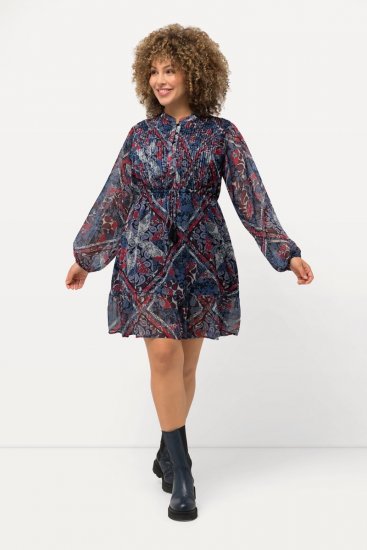 Ulla Popken 824976 Robe imprimée Bleu marine - Robes midi - Robes midi grande taille
