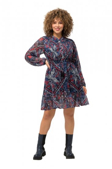 Ulla Popken 824976 Robe imprimée Bleu marine - Robes midi - Robes midi grande taille