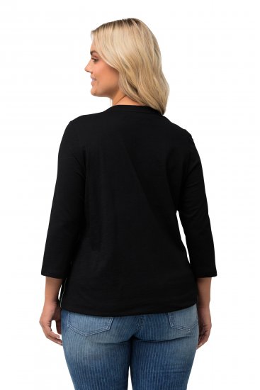 Ulla Popken Horticultural Graphic Floral Tee Black - T-shirts imprimés pour femme - 