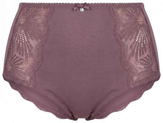Ulla Popken 825788 Culottes taille haute en dentelle Marron - Culottes - 