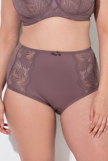 Ulla Popken 825788 Culottes taille haute en dentelle Marron - Culottes - 