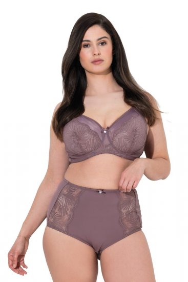 Ulla Popken 825788 Culottes taille haute en dentelle Marron - Culottes - 