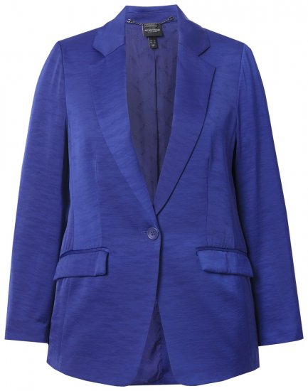 Ulla Popken 826161 Blazer texturé à poches à rabat Bleu marine - Blazers - Blazers grande taille pour femme