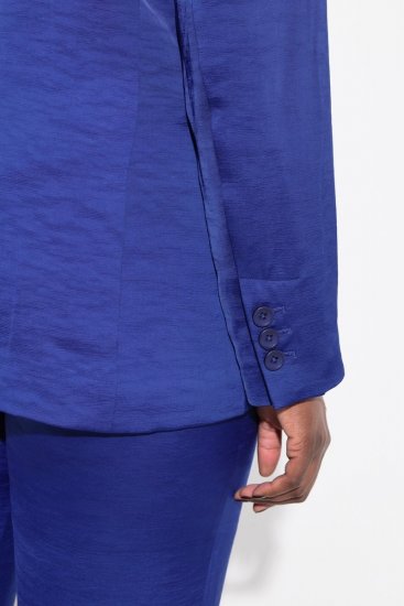 Ulla Popken 826161 Blazer texturé à poches à rabat Bleu marine - Blazers - Blazers grande taille pour femme