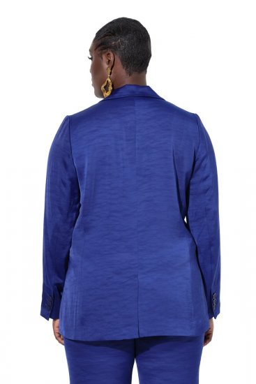 Ulla Popken 826161 Blazer texturé à poches à rabat Bleu marine - Blazers - Blazers grande taille pour femme