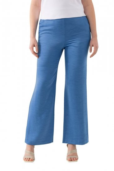 Ulla Popken 826163 Pantalon de tailleur large Bleu denim - Pantalons en tissu - Pantalons fluides femme grande taille