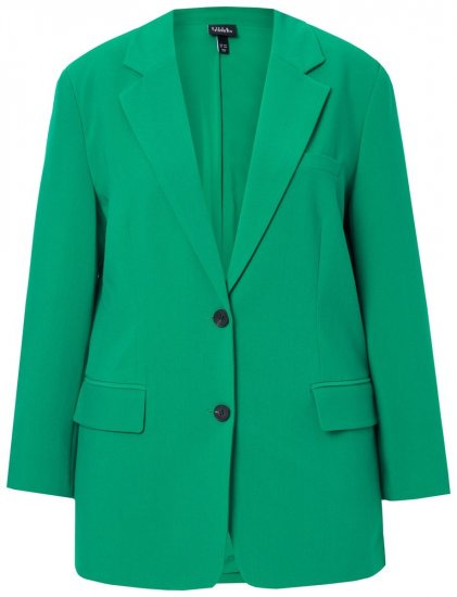 Ulla Popken 826487 Blazer oversize à poches à rabat Vert émeraude - Blazers - Blazers grande taille pour femme