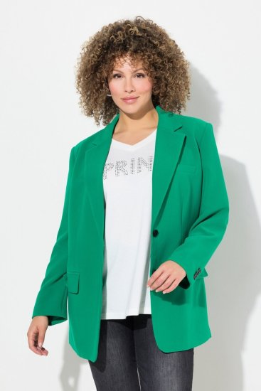Ulla Popken 826487 Blazer oversize à poches à rabat Vert émeraude - Blazers - Blazers grande taille pour femme