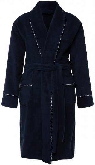 Ulla Popken 826794 Peignoir en éponge Bleu marine - Robes de chambre & peignoirs - 