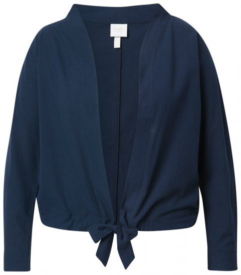 Ulla Popken 827116 Boléro à col montant en lin mélangé Bleu marine - Boléros - 