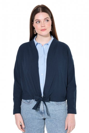 Ulla Popken 827116 Boléro à col montant en lin mélangé Bleu marine - Boléros - 