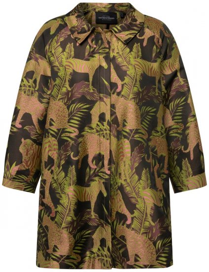 Ulla Popken 827217 Chemisier à manches courtes imprimé savane Noir - Chemisiers - Chemisiers pour femmes rondes