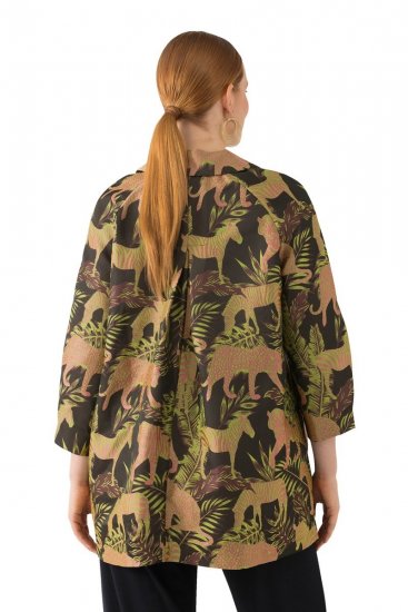 Ulla Popken 827217 Chemisier à manches courtes imprimé savane Noir - Chemisiers - Chemisiers pour femmes rondes