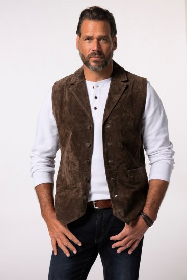 JP1880 827437 Gilet en daim à revers Marron foncé - Costumes - Costumes grandes tailles 