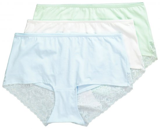 Ulla Popken 827465 Shorties en dentelle lot de 3 Bleu - Culottes - 