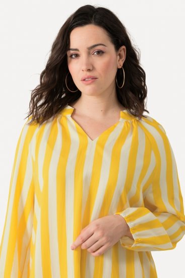 Ulla Popken 827653 Robe rayée Jaune - Robes midi - Robes midi grande taille