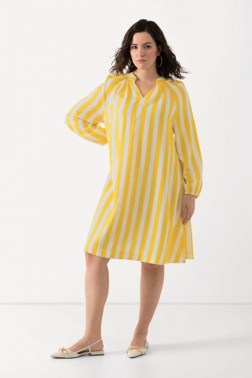 Ulla Popken 827653 Robe rayée Jaune - Robes midi - Robes midi grande taille