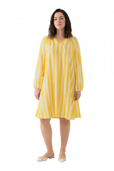Ulla Popken 827653 Robe rayée Jaune - Robes midi - Robes midi grande taille