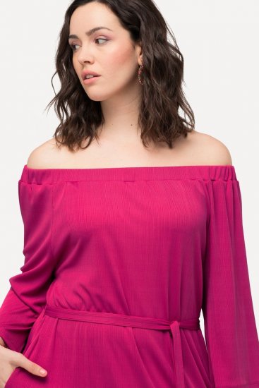 Ulla Popken 827740 Robe en jersey à manches 3/4 Rose - Robes midi - Robes midi grande taille