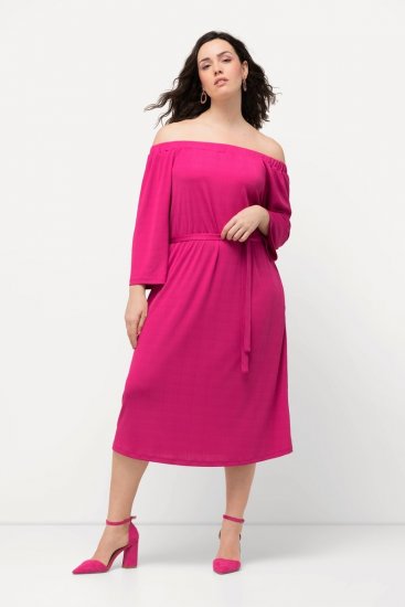 Ulla Popken 827740 Robe en jersey à manches 3/4 Rose - Robes midi - Robes midi grande taille