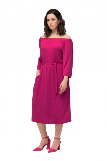 Ulla Popken 827740 Robe en jersey à manches 3/4 Rose - Robes midi - Robes midi grande taille