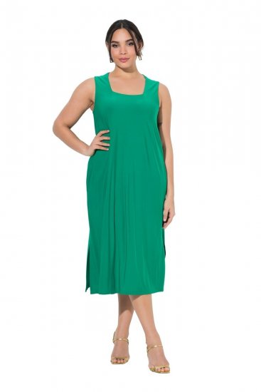 Ulla Popken 827908 Robe en jersey sans manches Vert - Robes en jersey - 