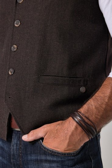JP1880 828736 Gilet en tweed à dos tricoté Marron foncé - Costumes - Costumes grandes tailles 