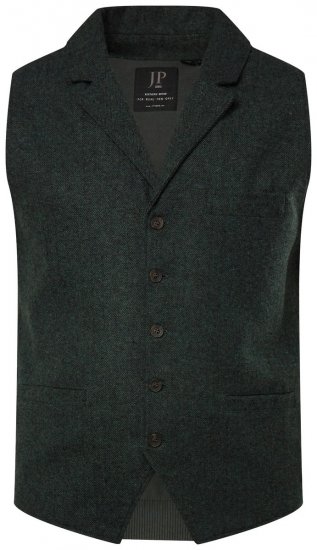 JP1880 828736 Gilet en tweed à dos tricoté Vert bouteille - Costumes - Costumes grandes tailles 