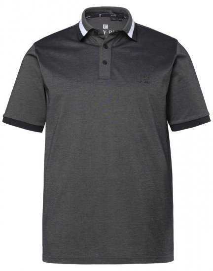 JAY-PI Quickdry Two-Tone Golf Poloshirt Black - Polos - Polos homme grande taille