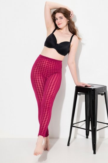 Ulla Popken 828982 Legging collant à carreaux Rouge baie - Collants & chaussettes - 