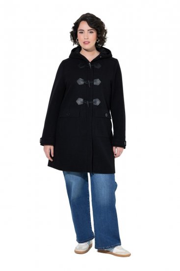 Ulla Popken 829347 Duffle-coat Noir - Manteaux - Manteaux femme grande taille