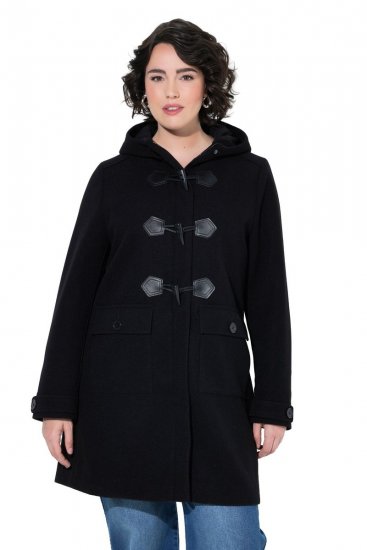 Ulla Popken 829347 Duffle-coat Noir - Manteaux - Manteaux femme grande taille