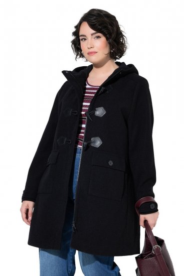 Ulla Popken 829347 Duffle-coat Noir - Manteaux - Manteaux femme grande taille
