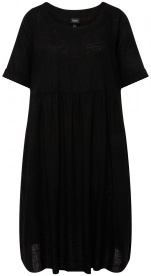 Ulla Popken 829837 Robe en lin mélangé à manches courtes Noir - Robes d'été - Robes d'été grande taille