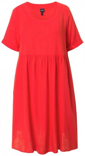 Ulla Popken 829837 Robe en lin mélangé à manches courtes Rouge - Robes d'été - Robes d'été grande taille