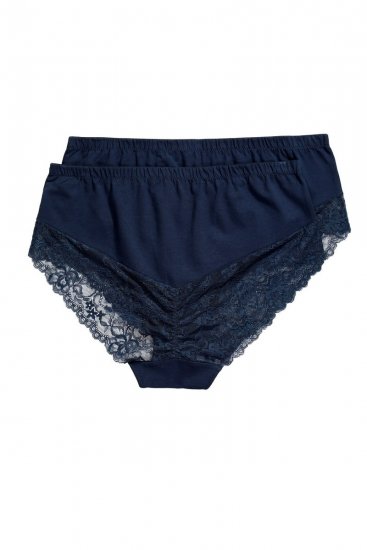 Ulla Popken 830094 Culottes en dentelle lot de 2 Bleu marine - Culottes - 