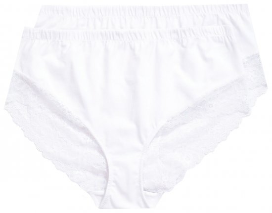Ulla Popken 830094 Culottes en dentelle lot de 2 Blanc - Culottes - 