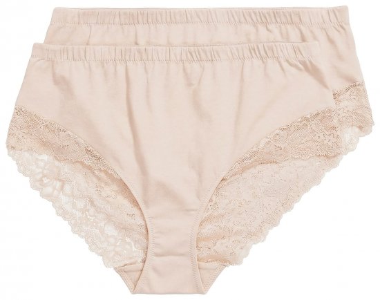 Ulla Popken 830094 Culottes en dentelle lot de 2 Beige - Culottes - 