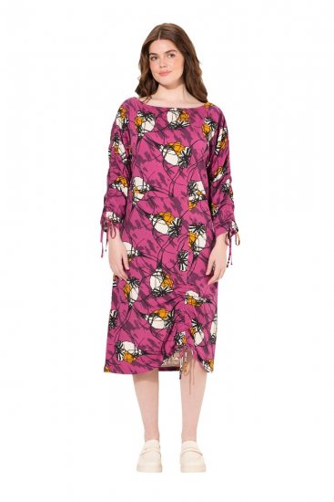 Ulla Popken 830151 Robe fleurie Rose - Robes maxi - Robes maxi grande taille