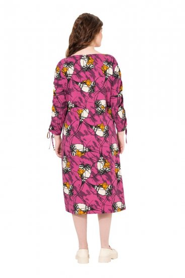 Ulla Popken 830151 Robe fleurie Rose - Robes maxi - Robes maxi grande taille