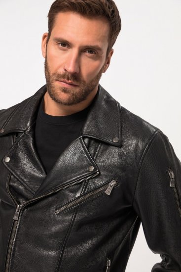 JP1880 830586 Veste biker en nappa d'agneau Noir - Vestes - Vestes Homme Grandes Tailles